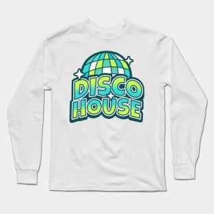 DISCO HOUSE  - Y2K Disco Ball (aqua/lime) Long Sleeve T-Shirt